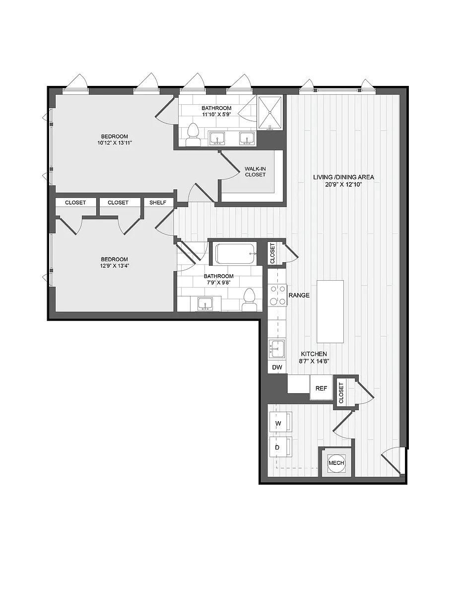 Floor plan 2 Bed2 Bath-2M