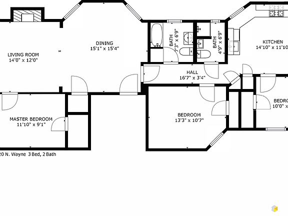 3720 N. Wayne 2-3 Floor Plan