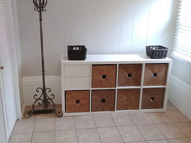Foyer in finished front porch.