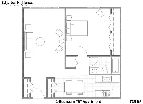 Floor plan One Bedroom B