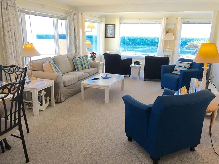 Living room with panoramic ocean views