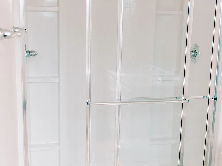 Master bathroom shower with dual showerheads