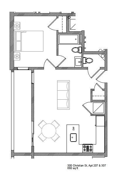 Floor plan 207 and 307