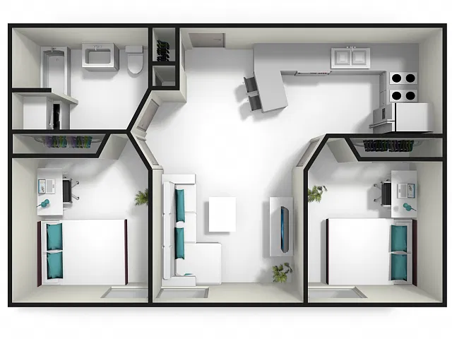 Floor plan 2BR/1BA - Upgrade