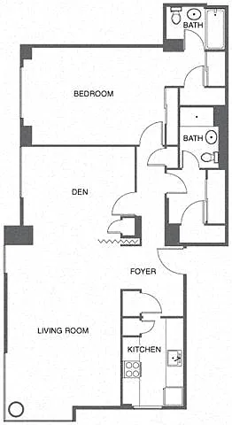 Floor plan 1.5 Bed, 1 Bath