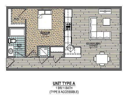 Floor plan Blockley II - 1 Bed 1 Bath