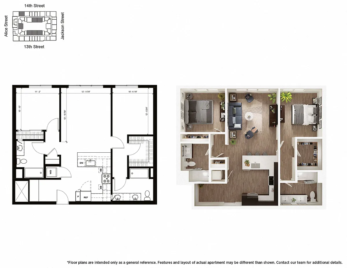 Floor plan C1 2 Bedroom