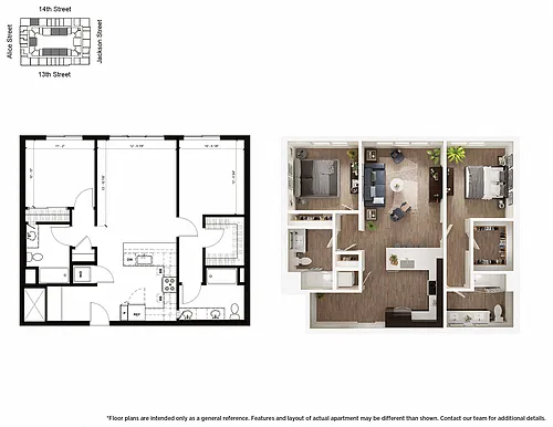 Floor plan C1 2 Bedroom