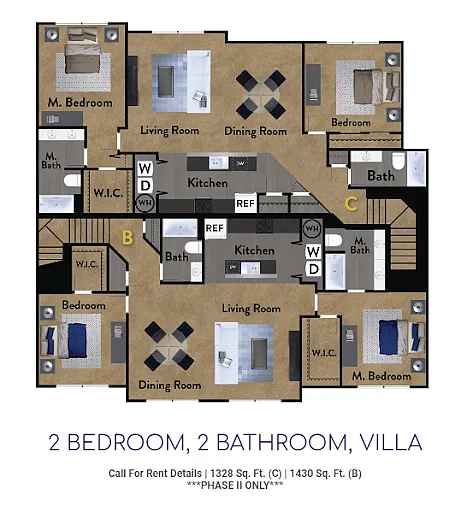 Floor plan 2 Bedroom, 2 Bathroom