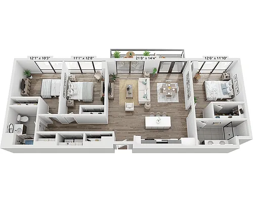 Floor plan Three Bedroom C2E