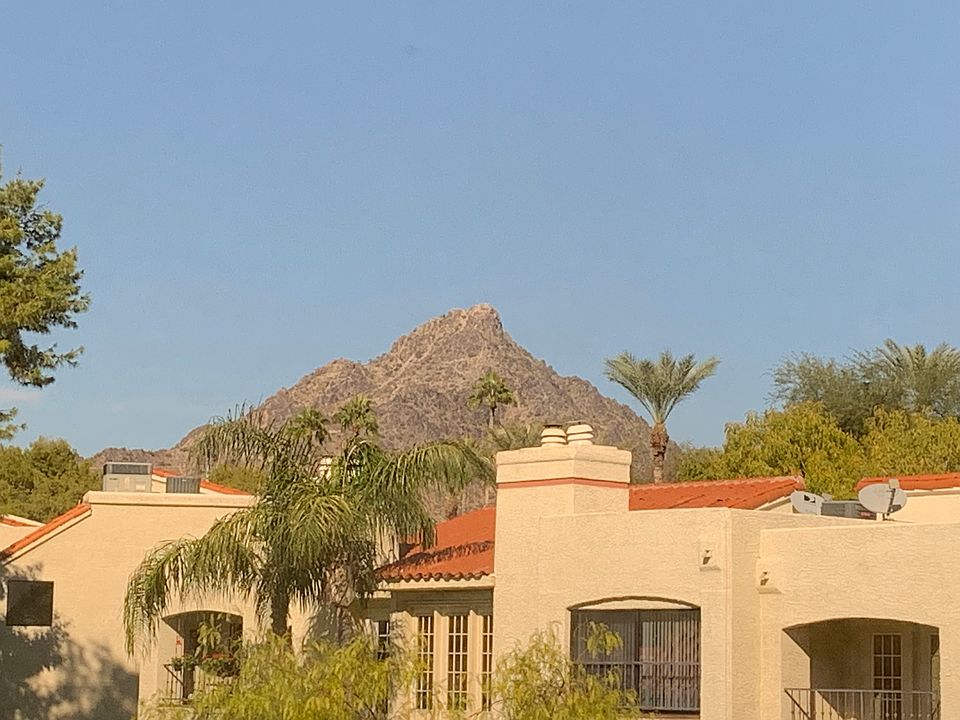 Piestawa Peak view from primary bedroom. Pleasant surroundings at Heights of Biltmore at Taliverde gated community.