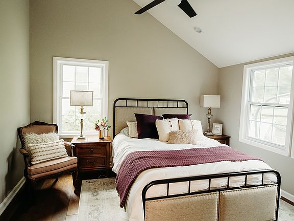 Primary Suite: vaulted ceiling, backyard views, completed in 2024