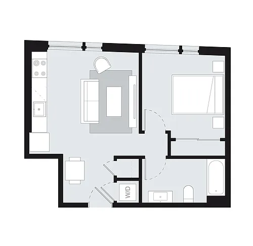 Floor plan One Bedroom Style E