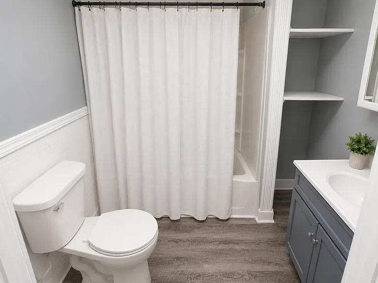 Tub in the hallway bathroom