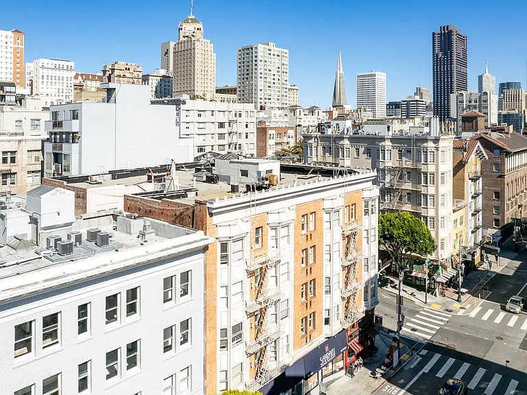 View of the city from the roof of a building apartment