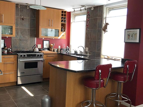 Kitchen with bar seating