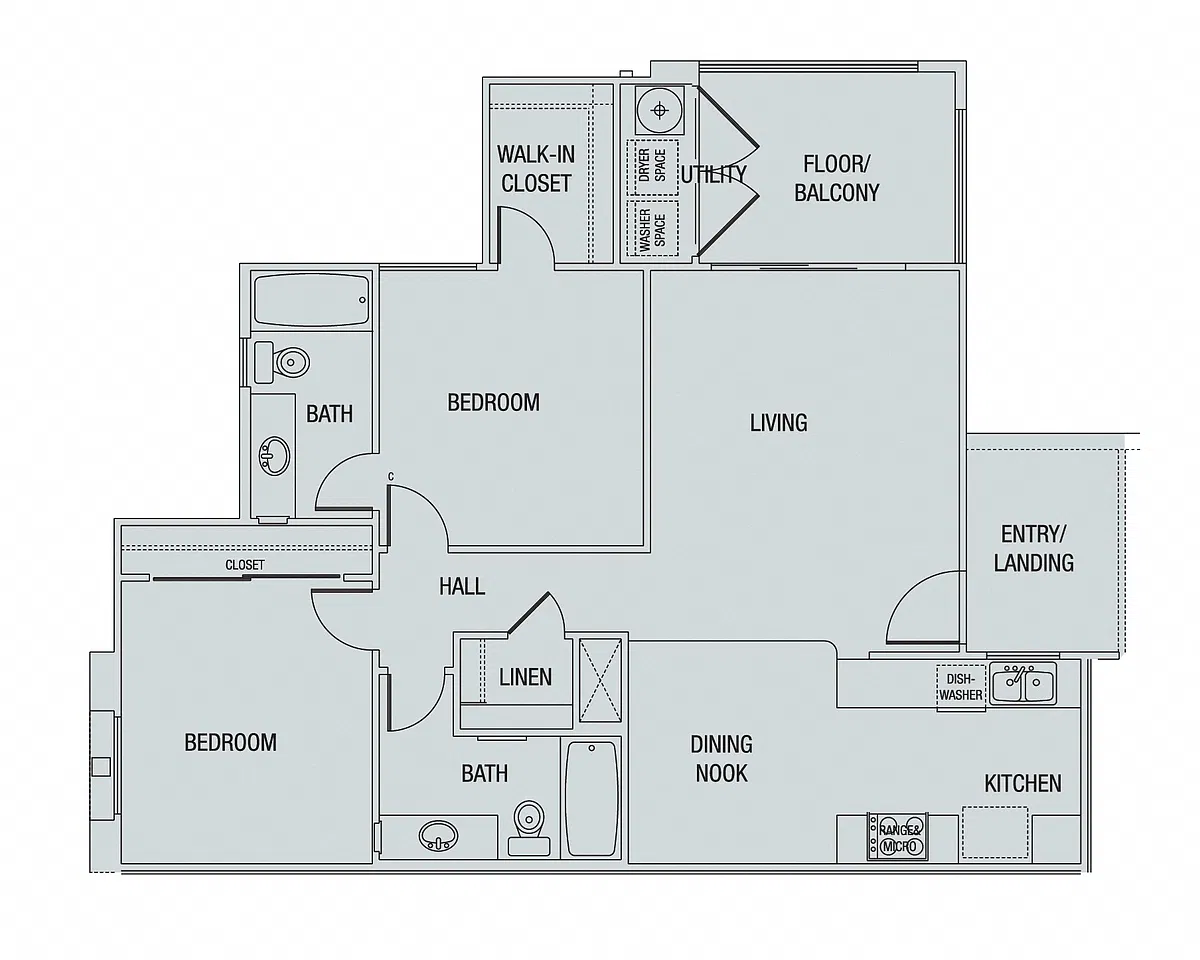 Floor plan 2X2 Downstairs