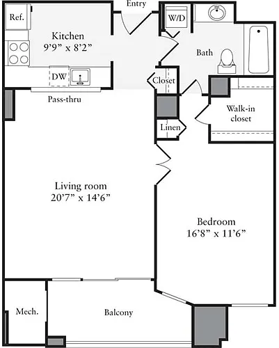 Floor plan 1 Bedroom J