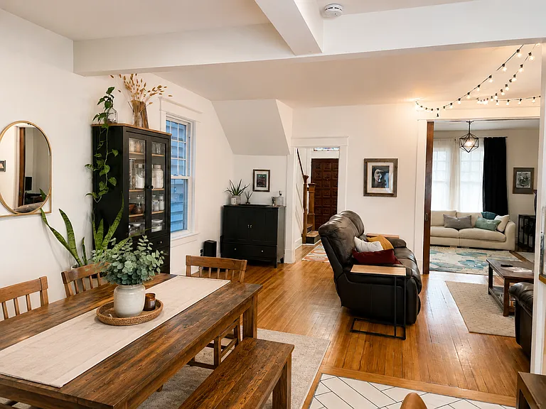 Dining area, living room, reading room, front door