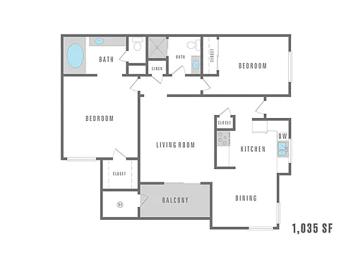 Floor plan 2 Bedroom 2 Bath