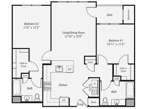 Floor plan 2 Bed/2 Bath-B3