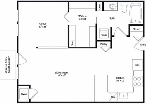 Floor plan Studio Alcove E5
