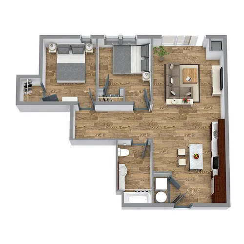 Floor plan The 2 Bedroom 1 (Orange)