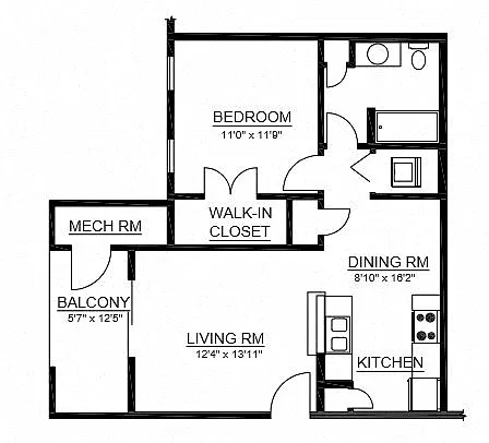 Floor plan A1 1 Bed 1 Bath