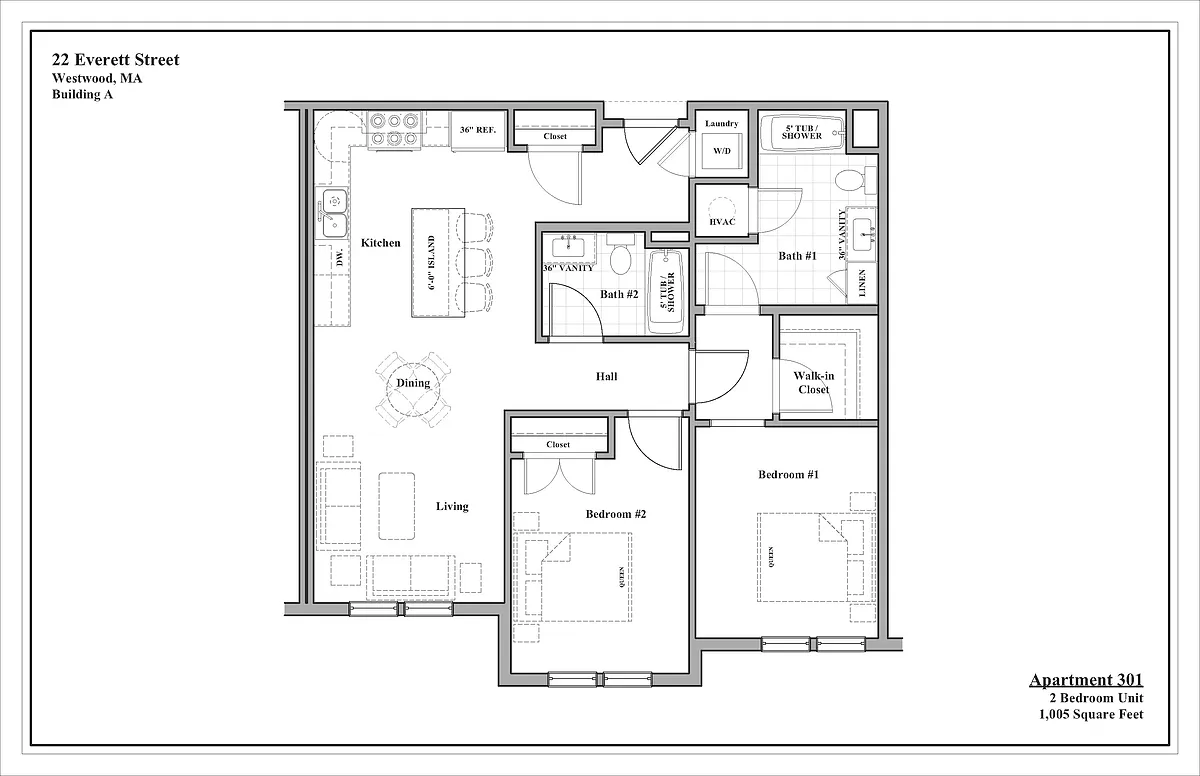 Floor plan 2 Bedroom - 2 Bath Luxury Rental Suite