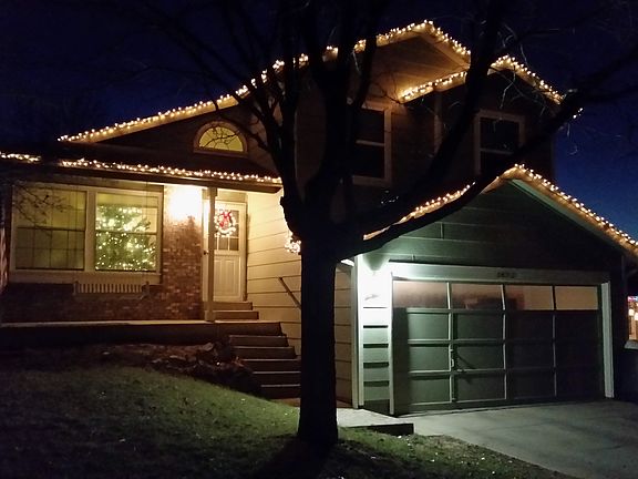 Outside of house at Christmas