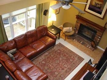 Large great room with woodburning fireplace