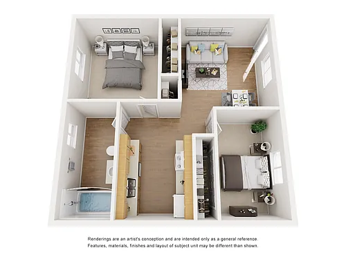 Floor plan B2 - 2 Bed/1 Bath
