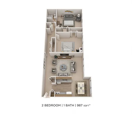 Floor plan Two Bedroom - 987 sqft