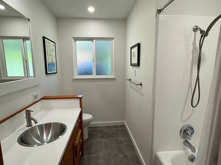 The downstairs main bath