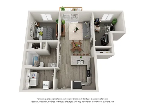 Floor plan Apartment 1 Bedroom 1 Bathroom with Den