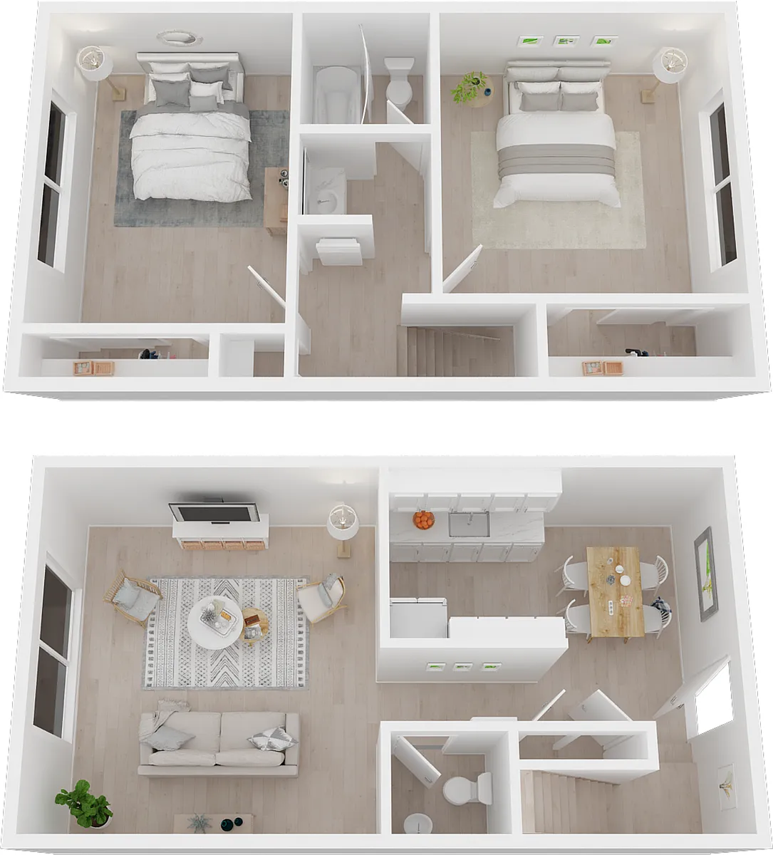 Floor plan 2BR/1.5BA-TH