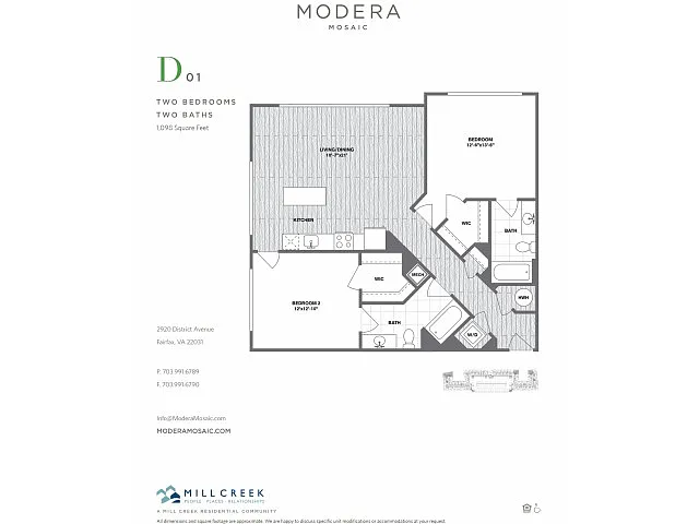 Floor plan D01 - Two Bedroom Two Bath
