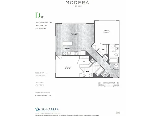 Floor plan D01 - Two Bedroom Two Bath