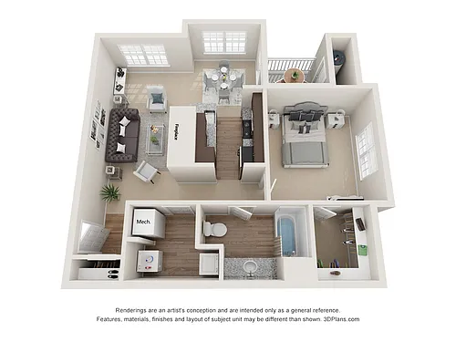 Floor plan 1X1 BRISCOE
