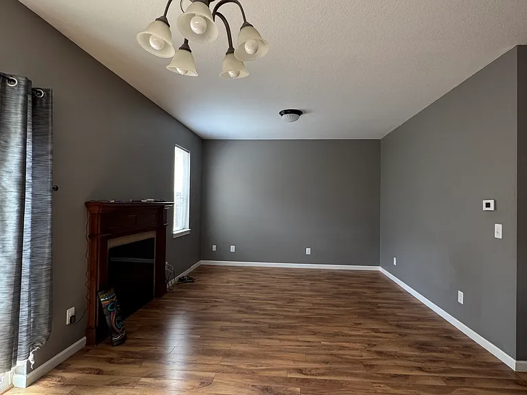 Dining/living area with electric fireplace
