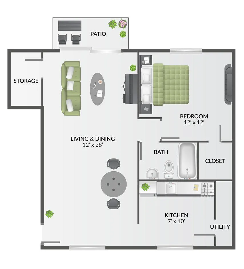 Floor plan 1 BR Premium - Renovated