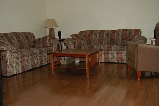 Hardwood floors in living and bedrooms