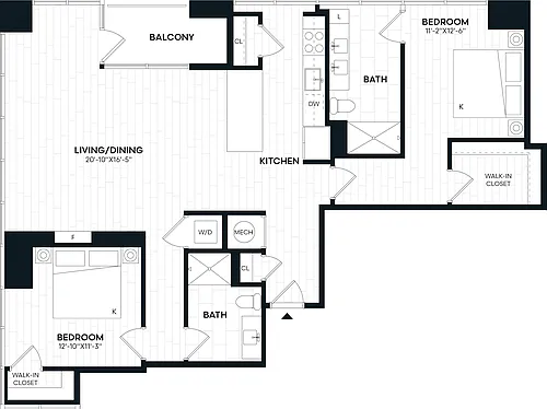 Floor plan 2 Bed/2 Bath-2E ALT