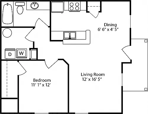 Floor plan 1-BR Deluxe Garden - Phase II