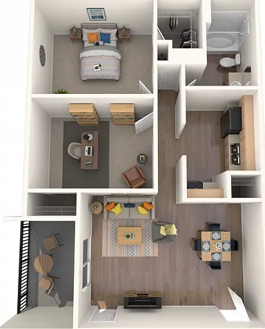 Chestnut Floorplan - 673 Square Foot One Bedroom/One Bath Chestnut Floorplan - 673 Square Foot One Bedroom/One Bath