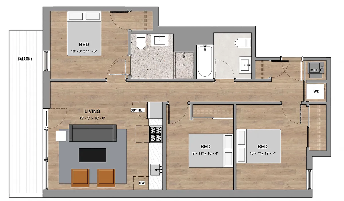 Floor plan 3 Bedroom - 2 Bathroom