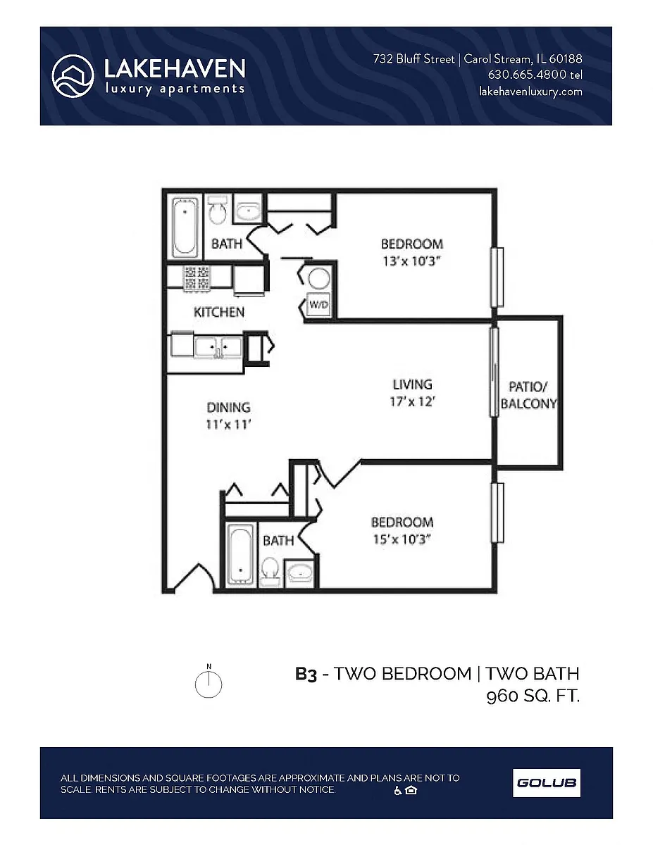 Floor plan 2 Bed 2 Bath (340b3) Classic