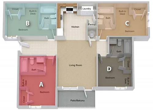 Floor plan Pricing Per Person - Four Bedroom