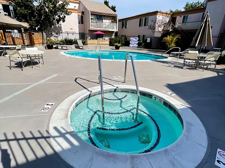 One of the pools with hot tub jacuzzi adjacent.