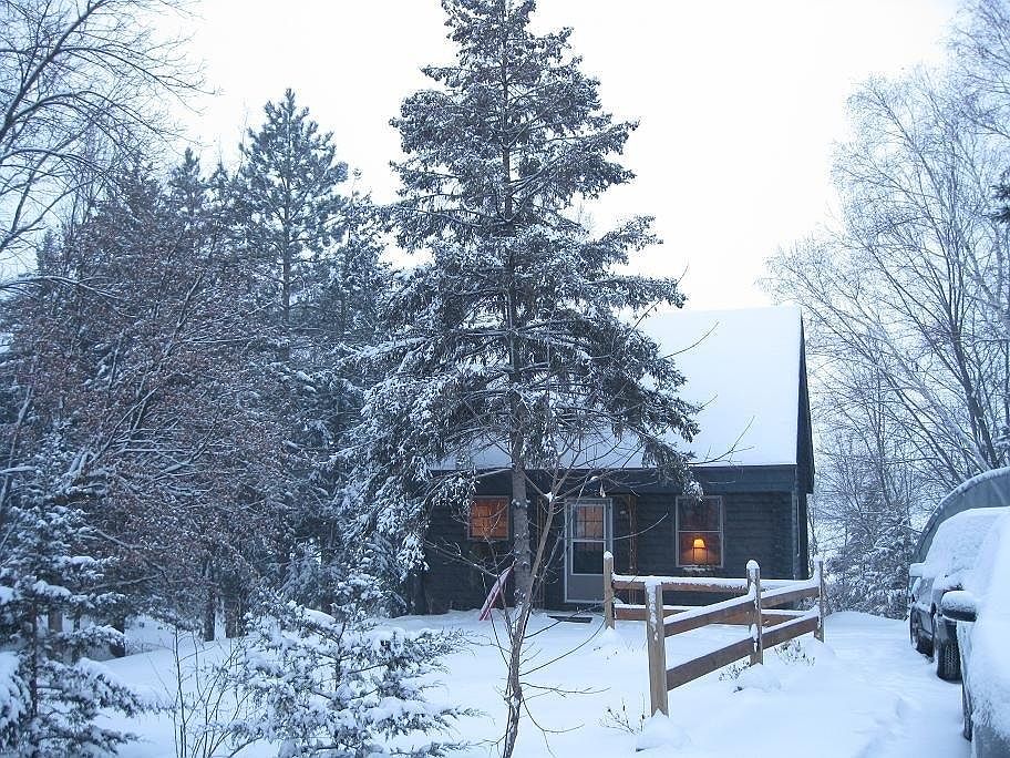 Log cabin winter
